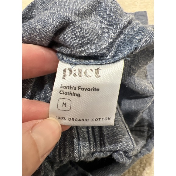 Pact Organic Cotton Pull On Pants Wide Leg Crop Drawstring Blue Boho Beach - Picture 4 of 6